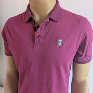 Robert Graham Magenta Polo with Skull Detail